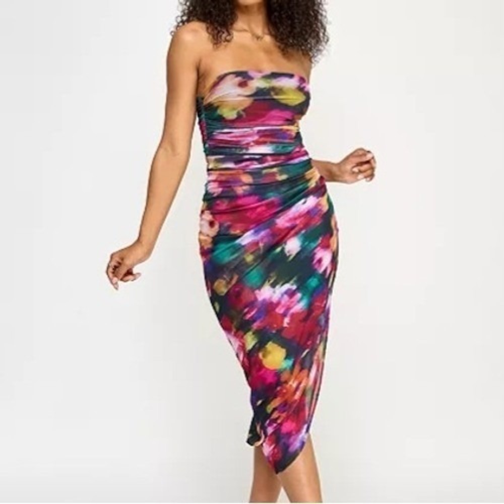 Emerald Sundae Printed Multi Strapless Midi Sheath Dress Juniors Size 20 NWT